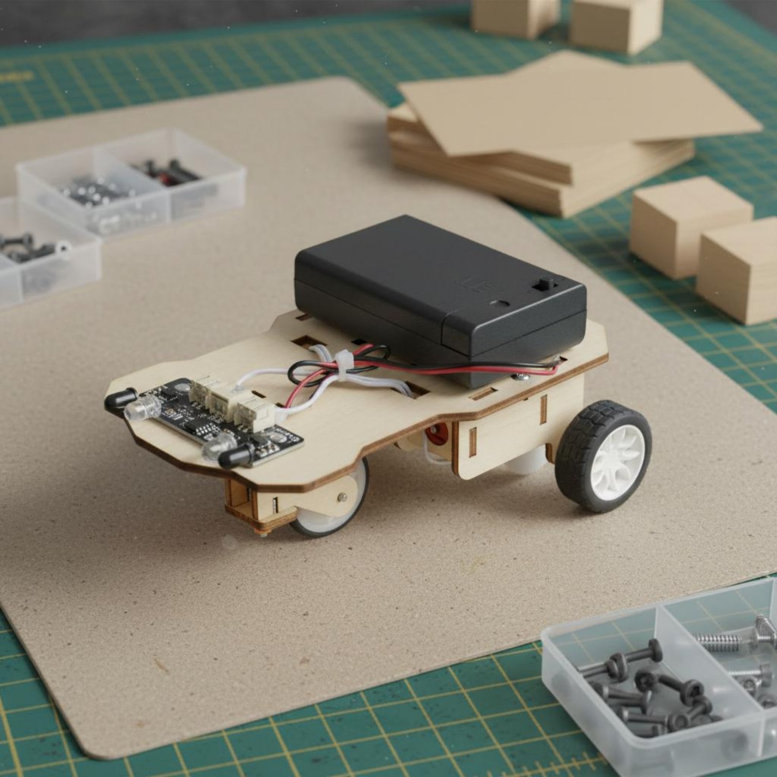 Science Robot - Kit Veicolo Intelligente in Legno per